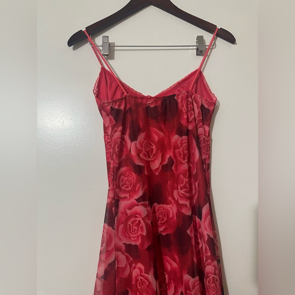 Justify Afternoon Delight Mesh Midi - Red/combo Womens Floral Dress Size Medium - Picture 7 of 9